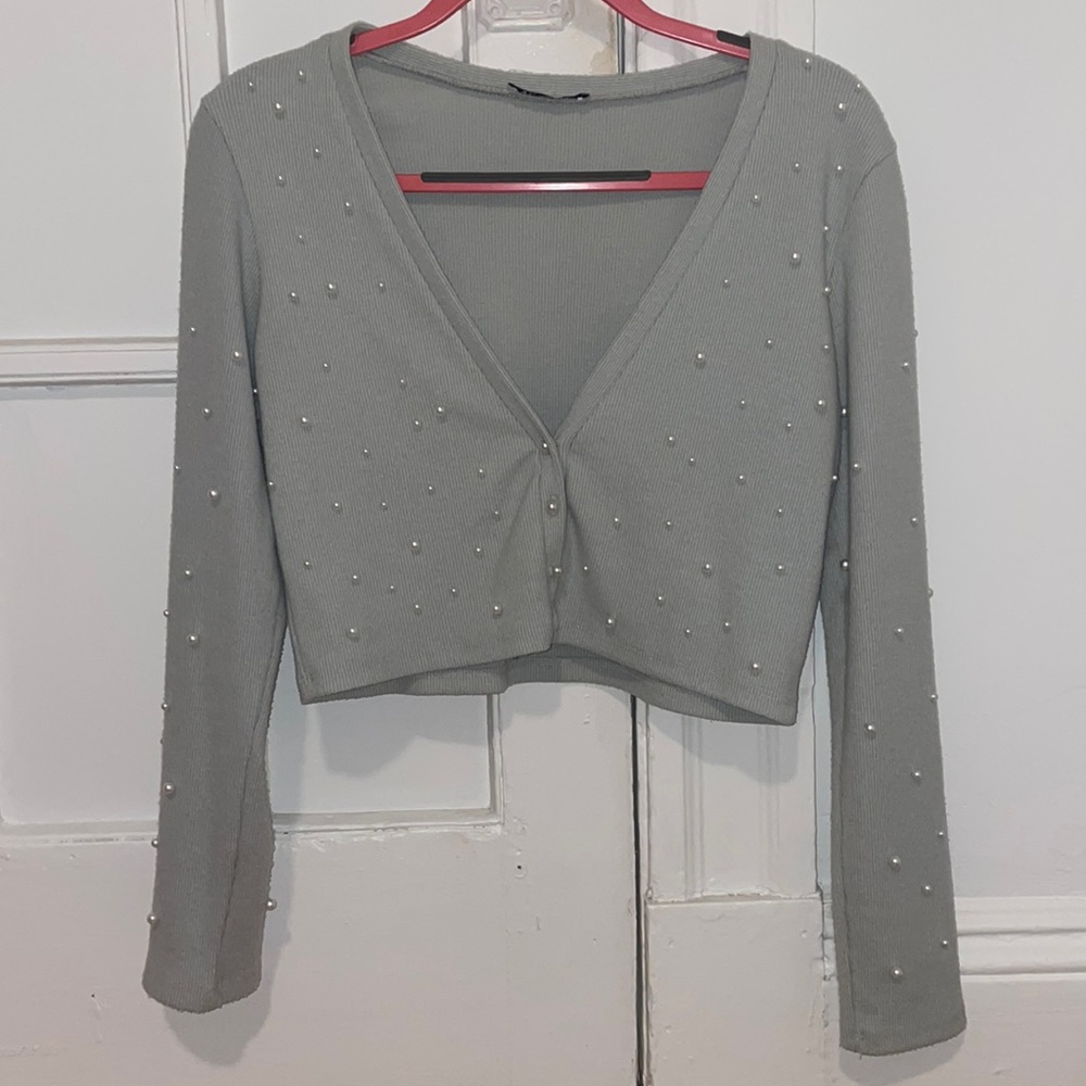 Cropped Zara Pearl Cardigan